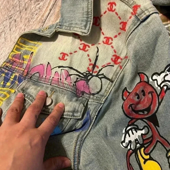 Anchor Blue Painted Denim Jacket By Lifted Anchor - Men Size: XL - Picture 12 of 14